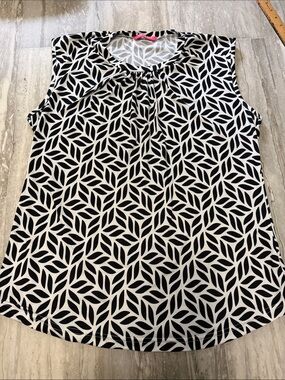 Black & White Geometric Sleeveless Women's Tank Top XL